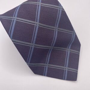 Ike Behar Men's Dark Purple Checkered Tie